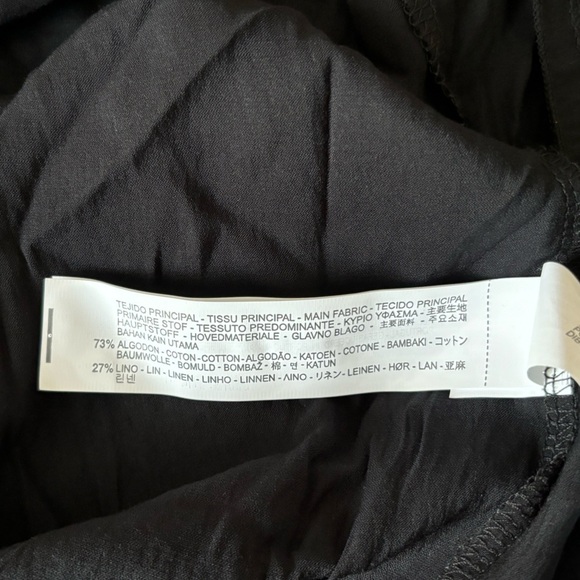 🥰2/$20 NEW ZARA Sz M Y2K Black Linen Cotton Babydoll Empire Waist Boho Blouse - Picture 7 of 9